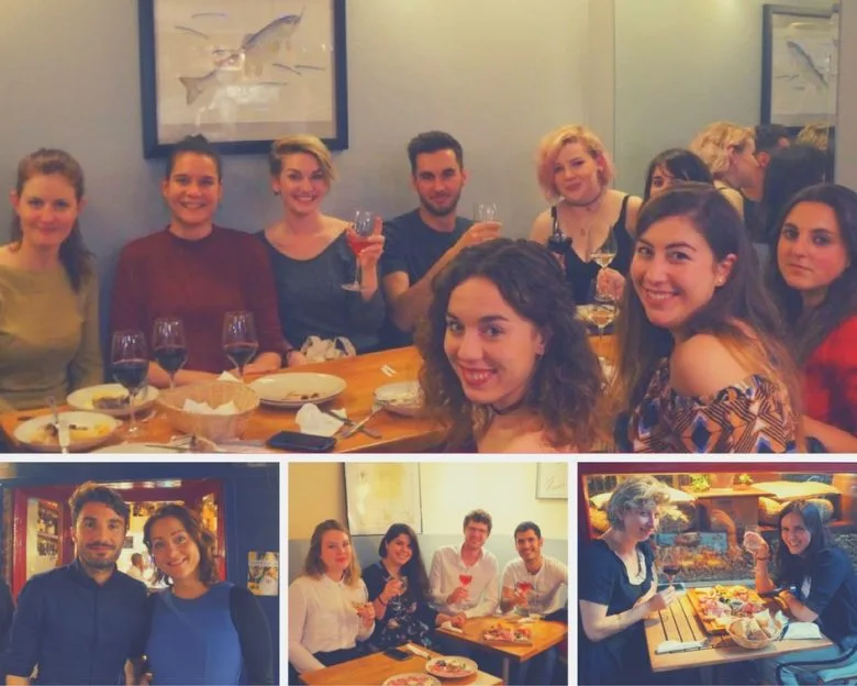 Des participants à un apéro au Piglet Wine Bar à Dublin en 2017